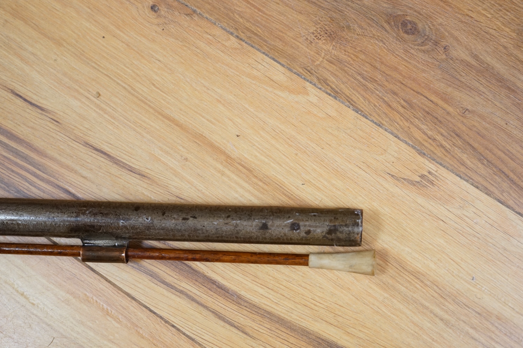 A Continental single barrel percussion sporting gun, barrel 106cm, half stocked with iron mounts and chequered grip